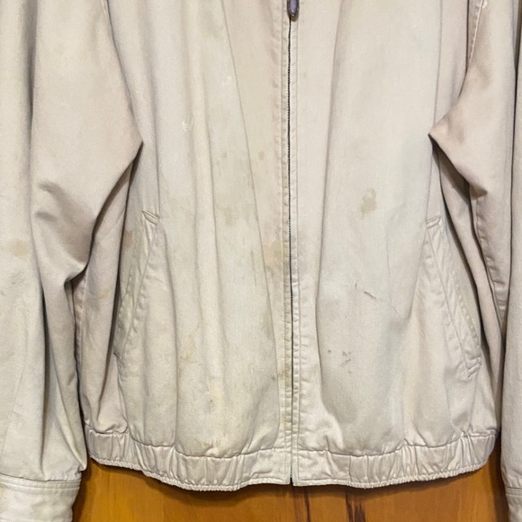 Thrashed Polo by Ralph Lauren Men's Tan Lightweight Full Zip Jacket Plaid Lining - Picture 6 of 11